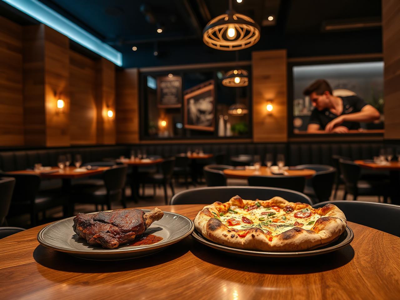 Interno del ristorante WiDa, carne e pizza premium
